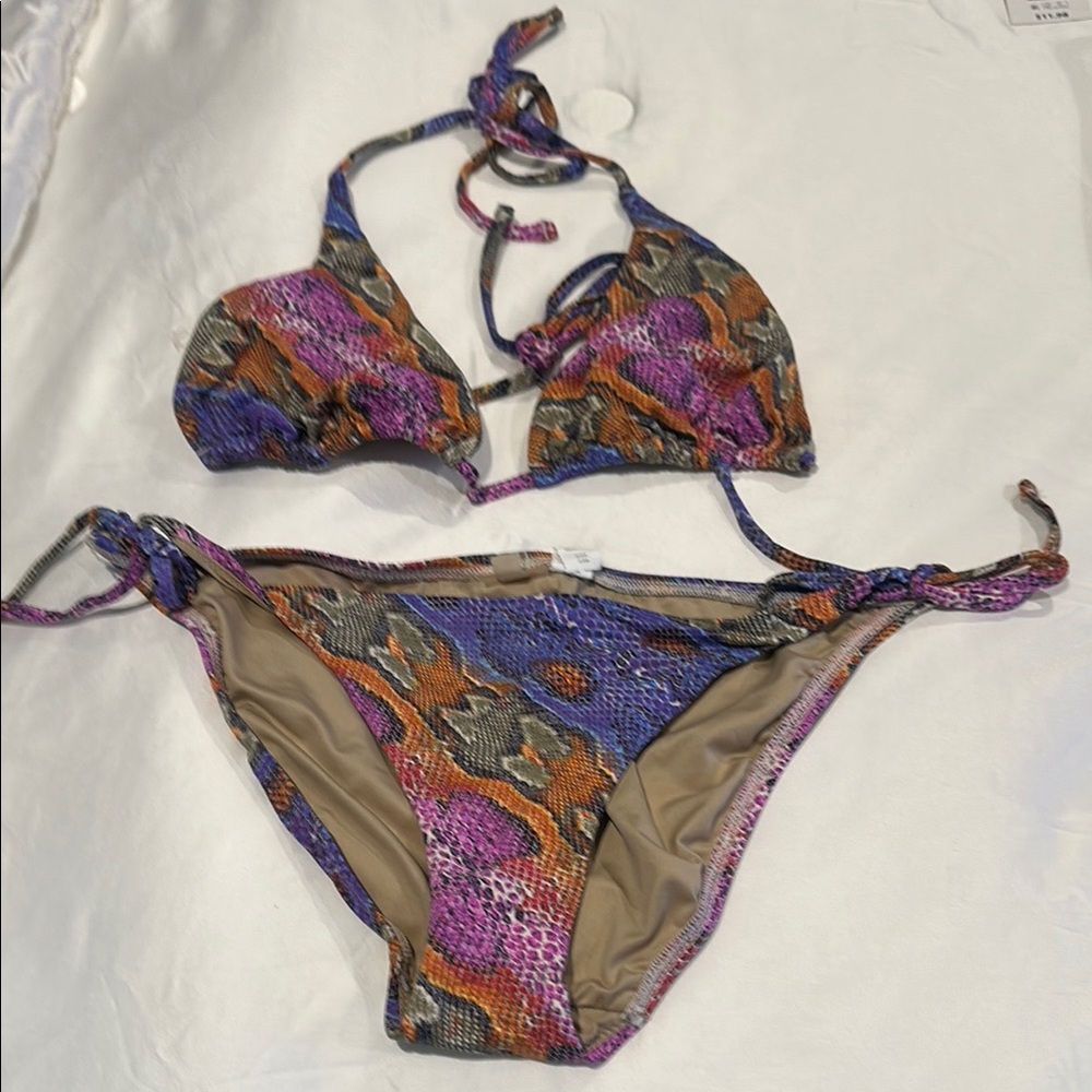 Multicolor Snake Print Bikini Set like new size large